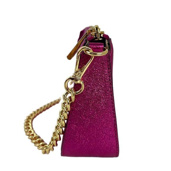 Michael Kors Jet Set Travel Metallic Hot Pink Gold Chain Pochette Bag Purse - Picture 4 of 16